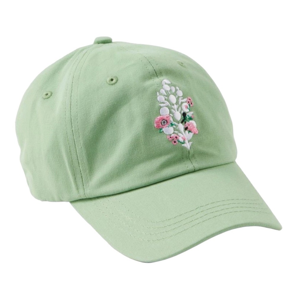 Free People Movement Blooming Buti Baseball Cap Green Floral Embroidered Hat New